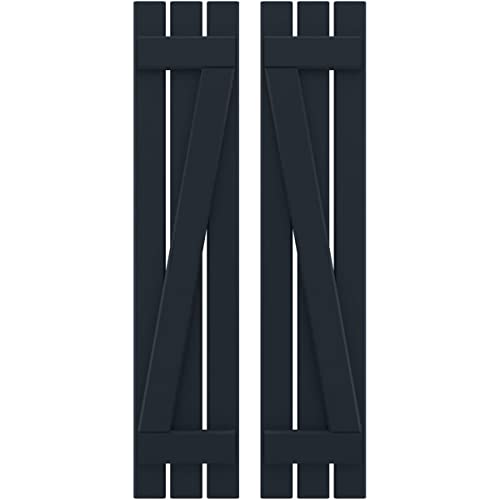 11 1/2"W x 40"H Americraft Three Board (2 Batten) Exterior Real Wood Spaced Board-n-Batten Shutters w/Z-Bar (Per Pair), Starless Night Blue