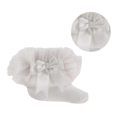Mini Mart Online Limited Calcetines tobilleros con lazo tutú para niñas de 0 a 6 meses, blanco, Sock 0 3 Months