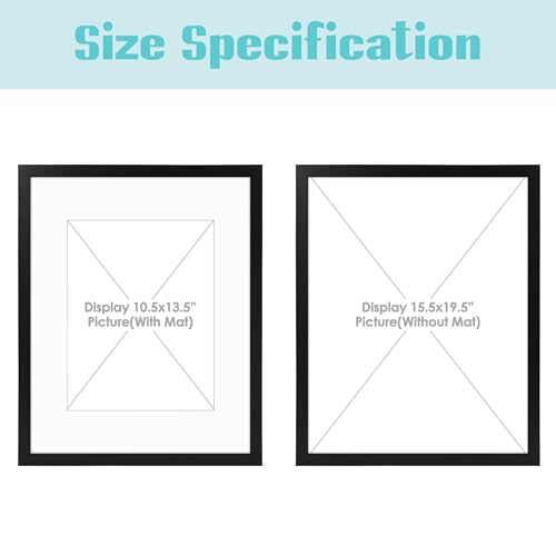Image of Frametory 16x20 Picture Frame for Wall, Display Picture 11x14 with Mat or 16x20 Without Mat, Gifts for Family (Black, 3 Pack)
