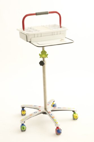 CENTiCARE C-302 ABS Lab Tray with Handle and Racks, Large, White with Red Handle(Phlebotomy cart Sold Seperately)