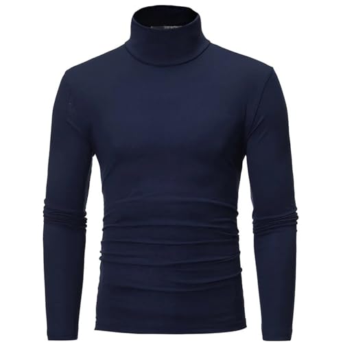 Men's Sweater Men's Pullover Half High Collar Soft and Warm Knitted(Blue,Medium)