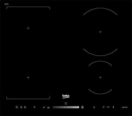 BEKO HII 64500 FHTW Placa HII64500FHT 4INDUCCION Flex SLIDERv, 7200 W, Vidrio y cerámica, Negro