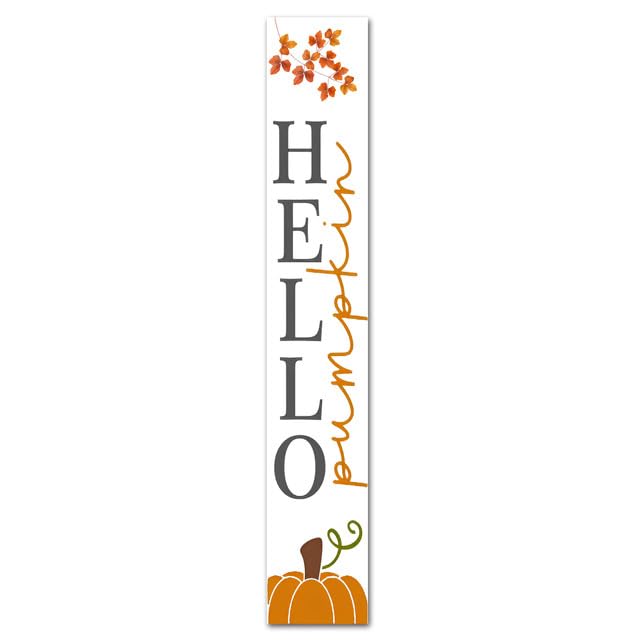 Geroclonup (20x120) CM Tall Hello Pumpkin Signs Vertical for Front Porch Standing Hanging Large Wooden Welcome Sign for Front Door Home Decor Farmhouse Fall Autumn Decoration Outdoor Indoor