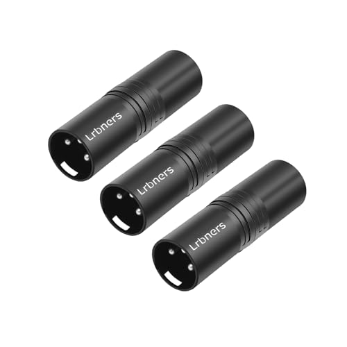 Lrbners XLR Male to Male Audio Adapter, Black Shell Secure Locking Coupling Connector, 3-Pin Lossless Signal Transmission, Durable XLR Extender for Studio & Stage Equipment Cable Adapter 3-Pack
