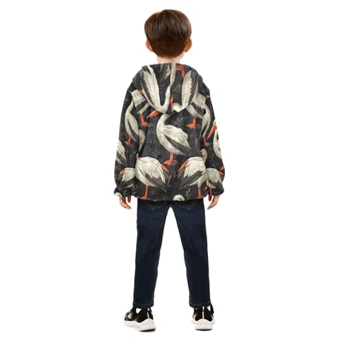Pelican Pattern Print Design Toddler Fleece Jacket Girl Boys Hooded Fleece Jacket Coat Warm Outwear Zip-up 3-10T4