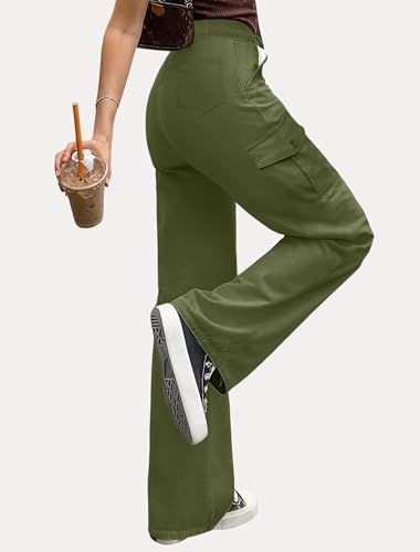 IWD Womens Cargo Pants High Waisted Straight Leg Trousers with 6 Pockets Casual Baggy Pants Trendy Clothes 20253