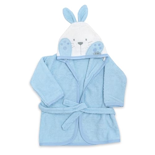 Ti TIN Albornoz Bebé con Capucha Conejito, Algodón Rizo Suave y Absorbente, Fácil Secado, 6-12 Meses, 63x33 cm