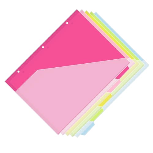 5 PCS仕切りファイルフォルダー3ホールドキュメントオーガナイザーインデックスページフォルダーセパレーターバインダーシートプロテクター