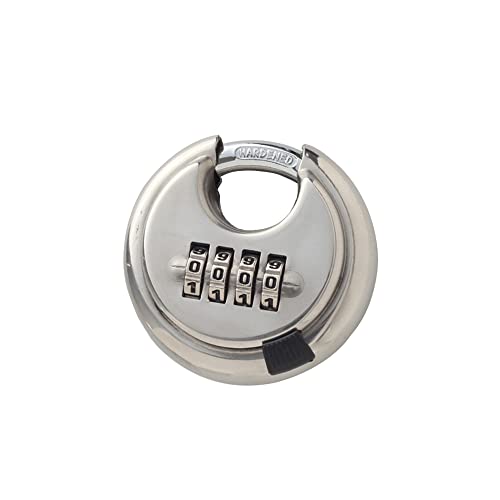 Image of Combination Lock, 4 Digit Disc Padlock with Hardened Steel Shackle, Keyless Heavy Duty Combo Lock for Outdoor Sheds Fence, Gate Hasps, Storage Unit, School Gym Locker