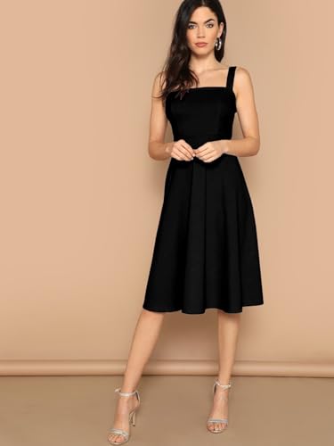 Image of Aahwan Women's Black Fit and Flare Midi Dress