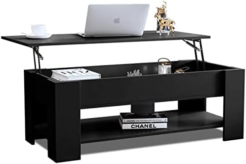 Coffee Table, Lift Up Coffee Table For Living Room, Wooden Coffee Tables With Storage Large Hidden Storage Rectangular Lift-Top with1 Shelf Sofa End Tea Table for Living Room Furniture (Beech)