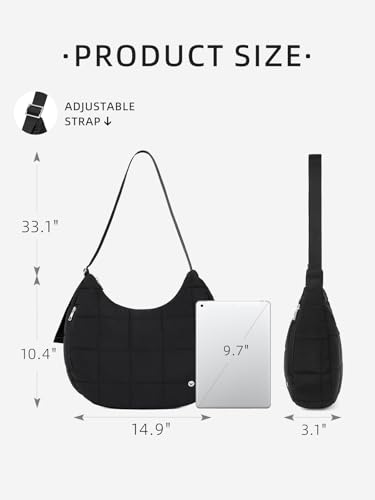 WESTBRONCO Puffer Crescent Shoulder Bag for Women, Nylon Quilted Shoulder Purses, Puffy Handbags with Adjustable Strap2