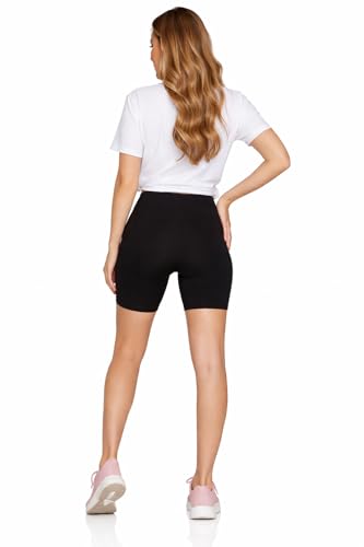 Image of Women Gym Workout Shorts | Cotton Lycra 4-Way Stretch | Mid Waist Activewear for Yoga, Running, Cycling
