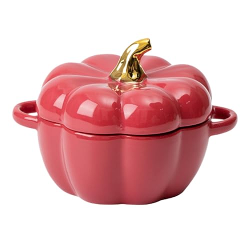 Fellflying Dutch Oven Topf Mit Kür-bis Und Deckel, Dessert-Kochtopf Aus Kürbiskeramik, Kreativer Dutch Oven Topf In Kürbisform, Auflaufform In Kürbisform, Antihaft-Kochtopf, Süße Kürbisschale