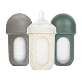 Boon Nursh Bottles - Silicone Baby Bottles Help Ease Colic Symptoms - Formula and Breast Milk Only Touch Platinum Food-Safe Silicone - Medium Flow - Speckle Green - 8 Ounce
