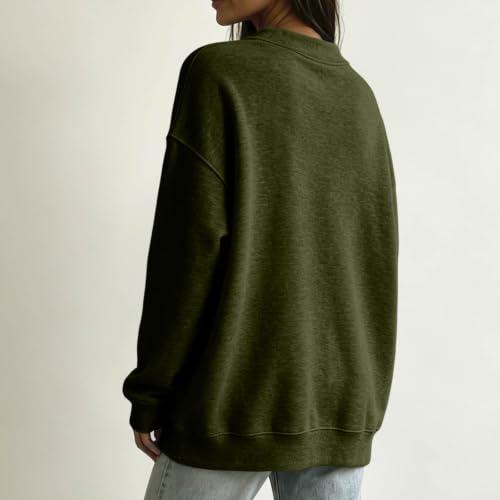 Crew Neck Sweatshirts Women Fall Y2k Vintage Fleece Pullover Sweatshirt - image 3