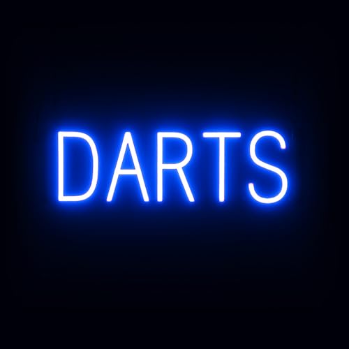 Image of SpellBrite LED Neon DARTS Sign for Business - Blue, 21 inch x 6 inch | Ultra-Bright Click-Together Signage for Bars & Restaurants, with Visibility from 500 ft - 8 Animations, 6 Brightness Levels