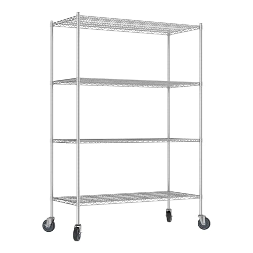 QUIET BOOK Commercial NSF Listed Chrome Mobile Wire Shelving Kit 24