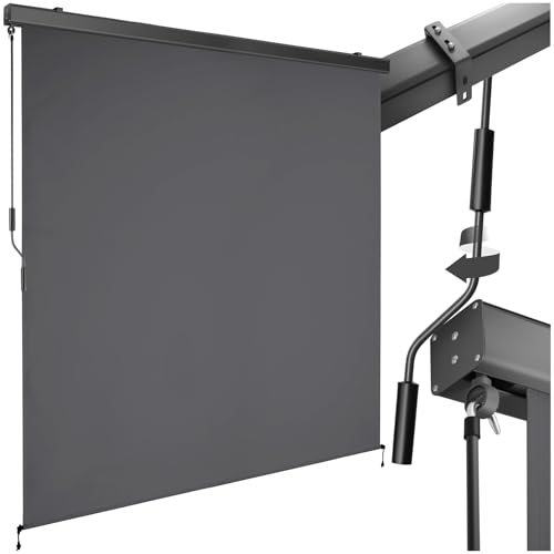 tectake® Markise, Senkrechtmarkise, Sonnenschutz Balkon Sichtschutz Terrasse, Flexible Trennwand für Pergola, Garten, Windschutz, Sonnenschutz, Balkonsichtschutz - dunkelgrau, 180 x 250 cm