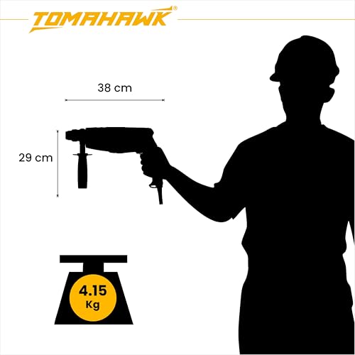 Image of TOMAHAWK THY-4405 Rotary Hammer - Multipurpose Hammer Drill Machine for Drilling and Chiseling - 1300rpm 800W Rottary Hammer Machine - 20mm | Heavy Duty & Durable Build