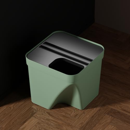 Image of JD FRESH 1 Pcs 10L Dustbin with Lid for Kitchen, Bedroom, Bathroom | Plastic Garbage Bin for Wet & Dry Waste, Food, Biomedical Waste | Multipurpose Trash Can for Home, Office Commercial Use - Green
