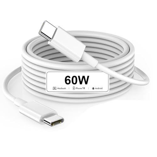 Image of Mizi 60W USB C to USB C Cable (3.3feet), Fast Charging for iPhone 16 /15 Series, Galaxy S24 /S23, iPad Pro /Air, MacBook Pro /Air and More - White