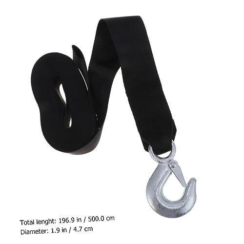 Sangle de treuil de remorque noire Cabilock en polyester 1.5 tonnes avec crochet