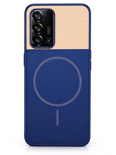 Image of Bintage Mac Safe Design Hard Slim Back Case | Soft Border Camera Protect | Dual PU Leather Finish Back Cover Compatible for Oppo F19 / Oppo F19s 4G - Royal Blue