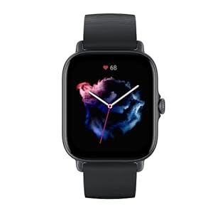 Amazfit GTS 3 Smartwatch Fitness, Kontrolle des Menstruationszyklus, Herzfrequenz, SpO2 und Stresslevel, intelligente Uhr mit mehr als 150 GPS-Sportmodi, 5 ATM wasserdicht, integrierte Alexa (Schwarz)
