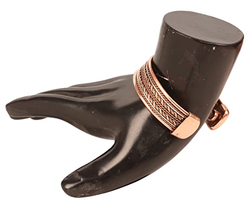 Image of Touchstone copper bracelets | gift for men women |adjustable 100% pure solid real magnetic jewelry | handmade bracelet set combo | rope braided tibetan bangles.