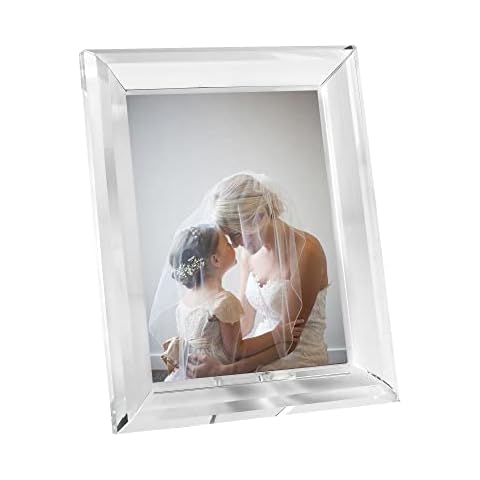 DONOUCLS Crystal 5x7Inch Picture Frame, Wedding Frame Tabletop Display, Display Pictures 5'' x 7'', Comes with Gift Box Cover