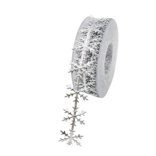 Cinta De Encaje Con Lentejuelas - 10 M De Borde Plateado Y Dorado, Patrón De Nieve Brillante, Banda Artesanía Creativa, Material De Bricolaje Festivo | Accesorio Decorativo Para