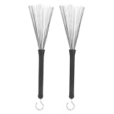 Chiffonade 1 Pair Drum Brushes Retractable Wire Drum Brushes with Comfortable Rubber Handles for Cajon,Jazz,Acoustic,Rock