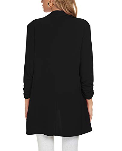 Unifizz Women Long Blazers for Business Casual 3/4 Sleeve Button Front Notch Lapel Lightweight Work Office Blazer Jackets3