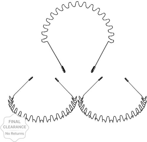 Rubela Zig Zag 3 piece Metal Hair Bands for Men Women’s Headbands, Unisex Black Wavy Spring Sports Headband for Men’s Hair Band Hoop Clips Women Accessories Simple Elastic Non Slip Wide Headwea