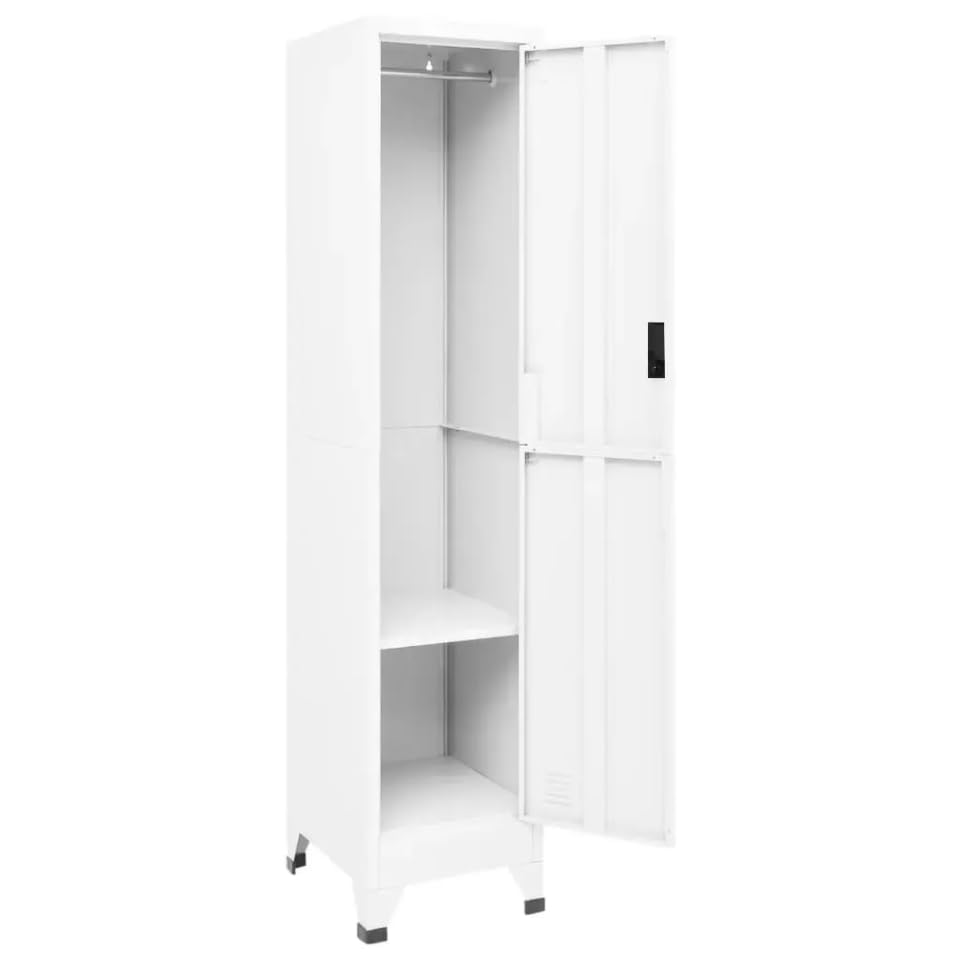 Armadietti Metallici Armadietti per spogliatoio Armadietto con Serratura Bianco 38x45x180 cm in Acciaio Per impiegati casa ufficio scuola palestra
