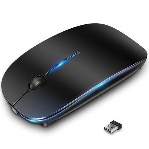 Anycool Wireless Mouse,2.4GHz with USB Mini Receiver,Mouse,Computer Mouse for Laptop/PC/Computer/Notebook,800-1600 DPI Optical Tracking,Slim Rechargeable Silent Mouse (Black)