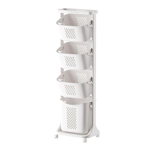 4-Tier Vertical Laundry Hamper Sorter, Laundry Storage Organizer with Wheels