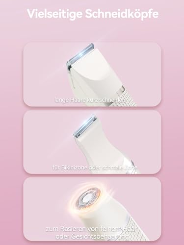 Unibono Multifunktionales Damenrasierer Elektrisch Set, Intimrasierer für frauen arme, Beine, Bikinizone, elektrorasierer damen nass und trocken, USB-C wiederaufladbar mit Aufbewahrungstasche – Bild 4