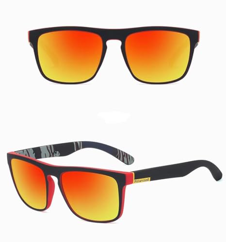 Image of POLARIZED UV400 Wayfarer Square Mirrored Sunglasses for Men Stylish | Rubber Coarted Frame | Metal Hinges | Casual & Sports UV Protected Anti Glare Branded Goggles for Man | Medium