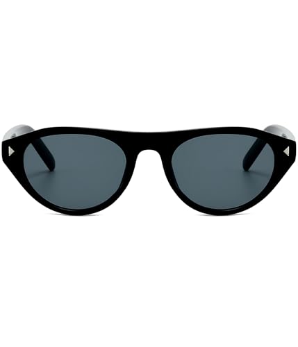 Image of EYLRIM Retro Oval Cat Eye Sunglasses for Women Men Trendy Flat Top Narrow Cateye Shades UV400 Protection