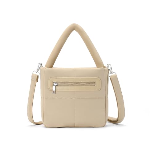 WESTBRONCO Puffer Crossbody Bags for Women, Mini Tote Bag Nylon Quilted Shoulder Purse Designer Handbags with Adjustable & Detachable Strap