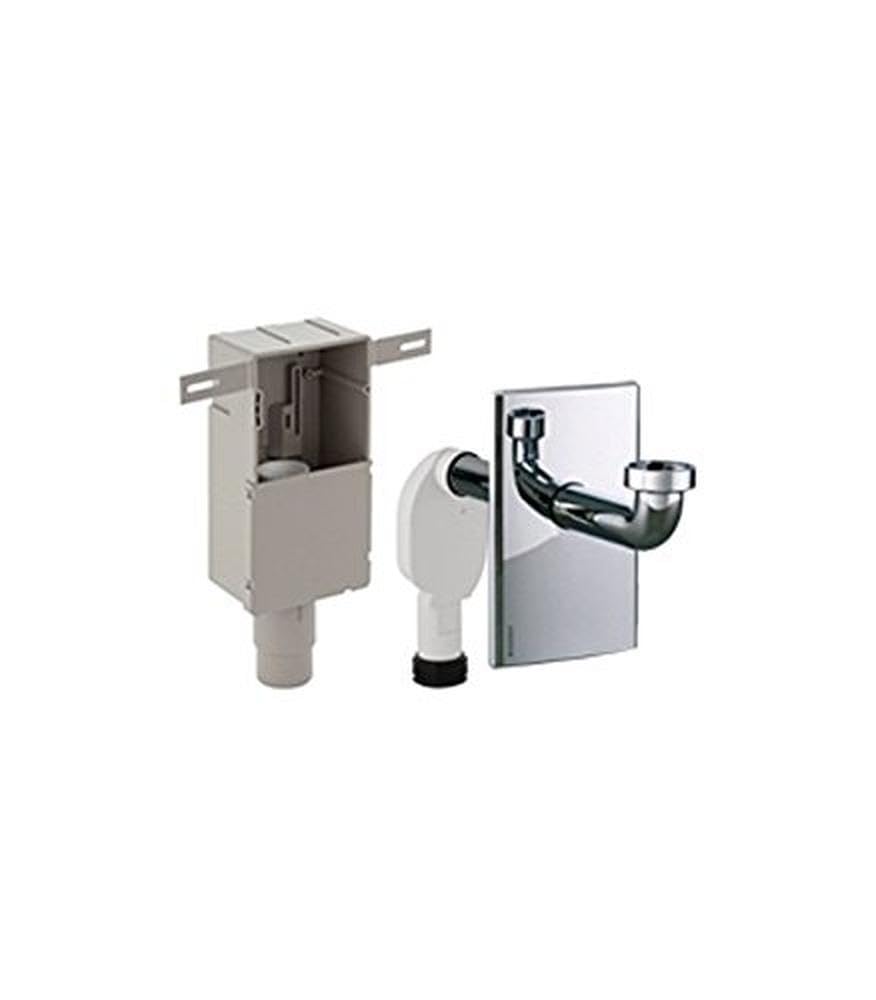 Geberit - Sifón Empotrado Geberit Para Lavabos, Con Caja De Montaje De Pared Y Embellecedor, Salida Horizontal: D50-56Mm G1 1/4" D1=32Mm Cromado Brillante (151.120.21.1)