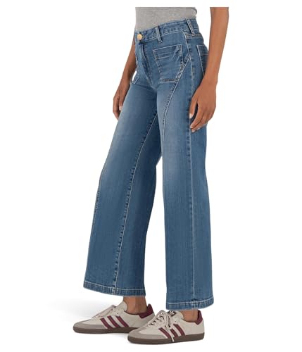 KUT from the Kloth Women's Petite Charlotte High Rise Wide Leg Front Seam Patch Pockets2