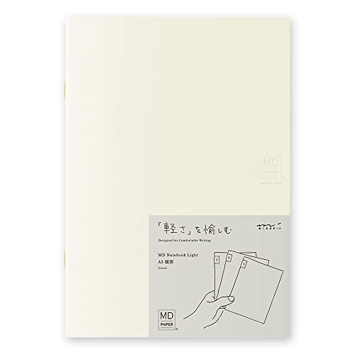 Image of DESIGNPHIL Midori 15304006 Notebook, MD Notebook, Light, A5, Horizontal Rule, Set of 3, A