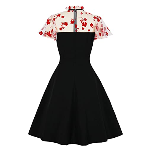 Image of Women's Vintage Polka Dot 1950s Audrey Retro Rockabilly Prom Dress 50's 60's A-Line Cocktail Party Swing Dress