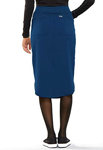 Cherokee Infinity Drawstring Cargo Scrub Skirt for Women, 5 Pockets Knee Length Stretchy Rib-Knit Fabric CK505A2