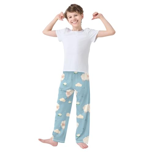 Cloud and Sheep Boys Pants Boys Athletic Pants Long Pant for Boywith Pockets Wide-Leg Size 6-14Y3
