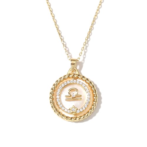 SELENICHAST 14K Gold Zodiac Necklace for...