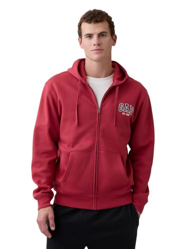 GAP Mens Hooded Est. 1969 Logo Full Zip Barn Red